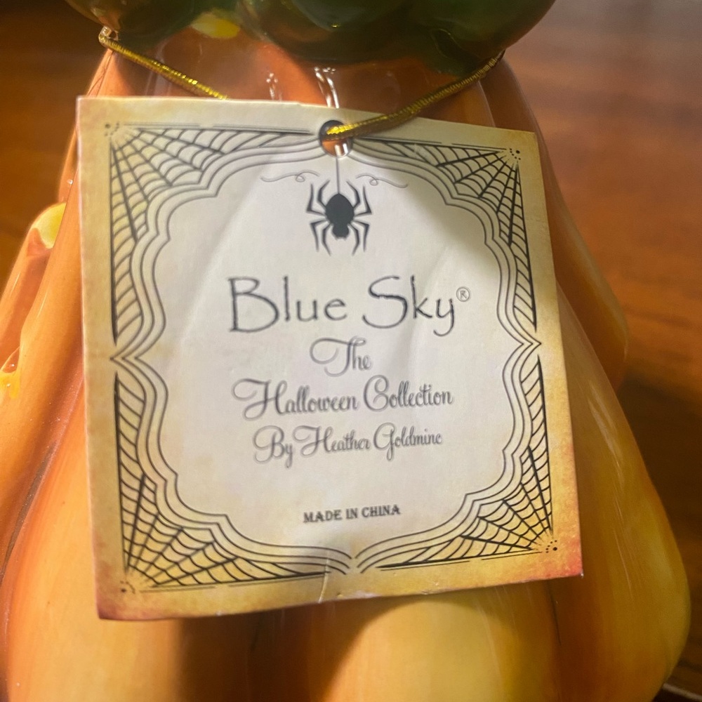 BLUE SKY Clayworks Pumpkin Candle Holder Heather Goldminc 2012 NWT - Picture 6 of 13